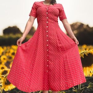 RARE Vintage J. Peterman Company '40s Style Silk Polka-Dot Dress